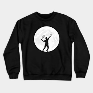 Serving Tennis Player in Full Moon Crewneck Sweatshirt